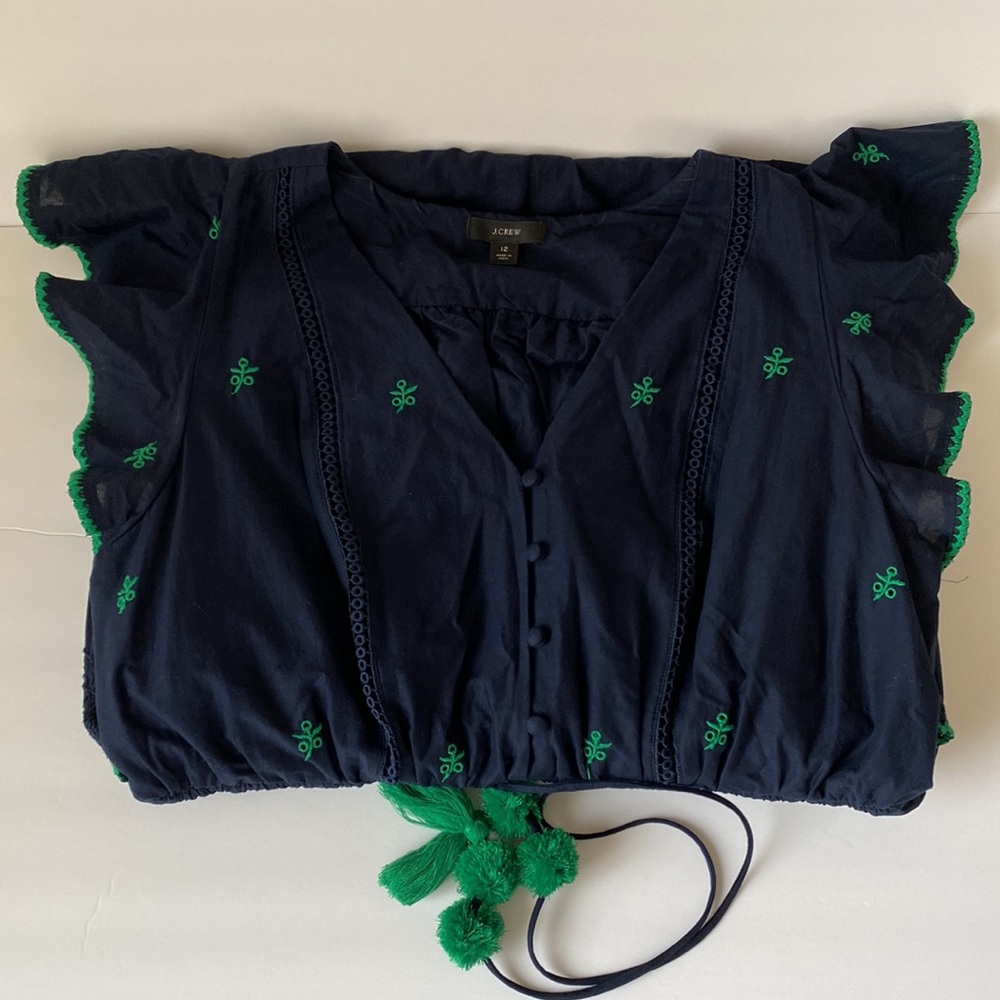 J.Crew Embroidered Navy Cotton Dress - Picture 6 of 8